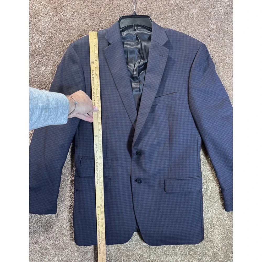 CALVIN KLEIN Mens Blue Black Check Two button Sport Coat Suit Jacket blazer 42 B